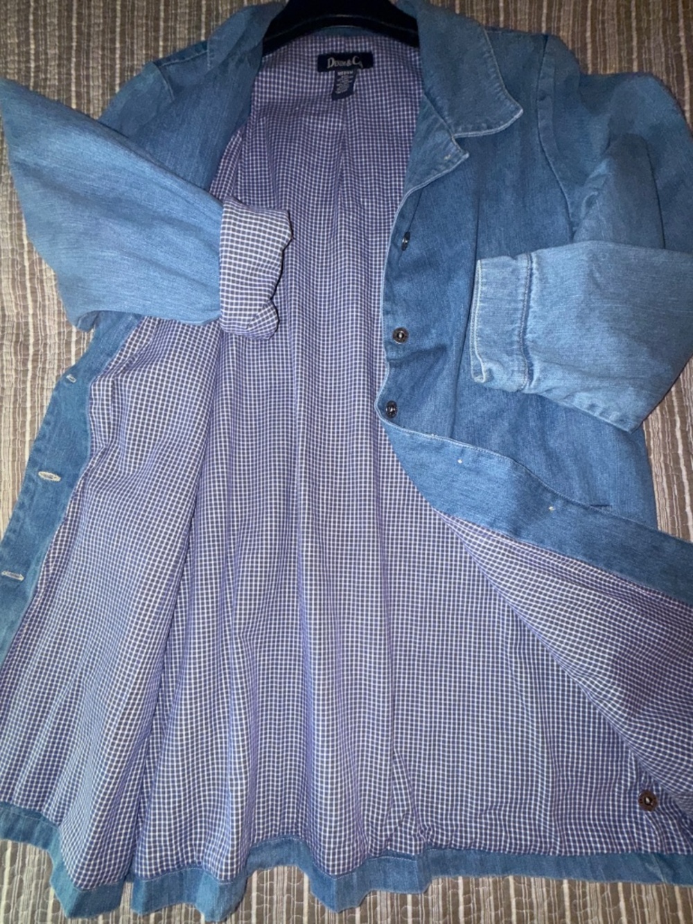 Denim & Co. Heavy Denim Jacket Vintage Med. Wash Pockets Lined 100% Cotton M - Picture 7 of 11